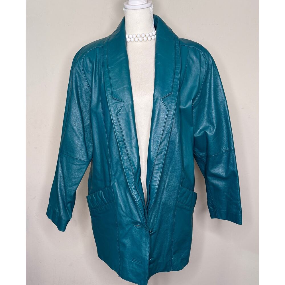 d'Linea Leather Jacket  Womens Vintage Size X-Small Oversized Made In Korea
